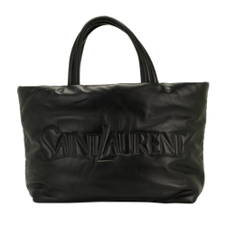 Logo Embossed Large Tote, Leather, Black, 1223, DB, 3*